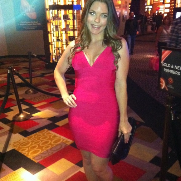 2012 hot pink Herve Leger bandage minidress - Picture 1 of 3